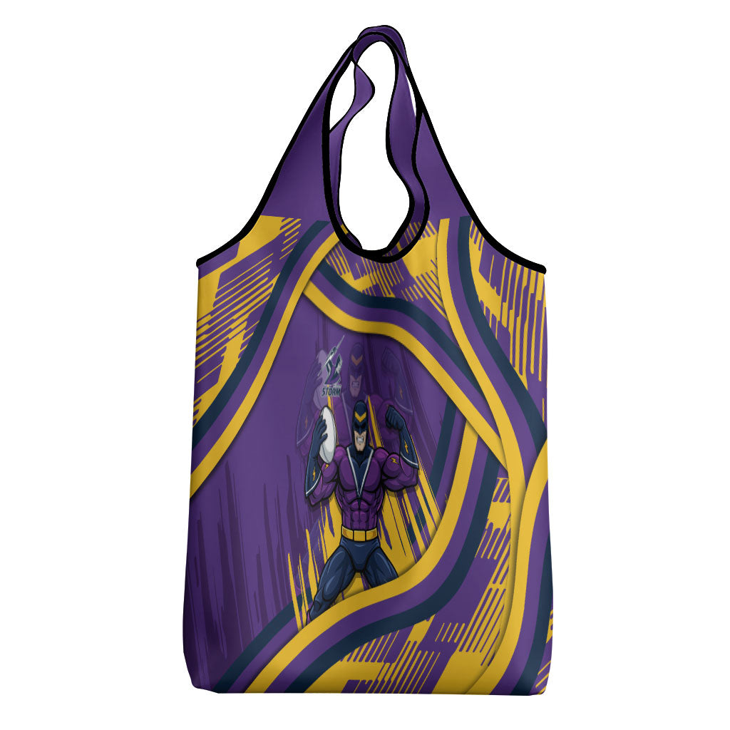 Melbourne Storm Rugby Mascot Grocery Bag Fierce Athlete Graphic in Sports Style