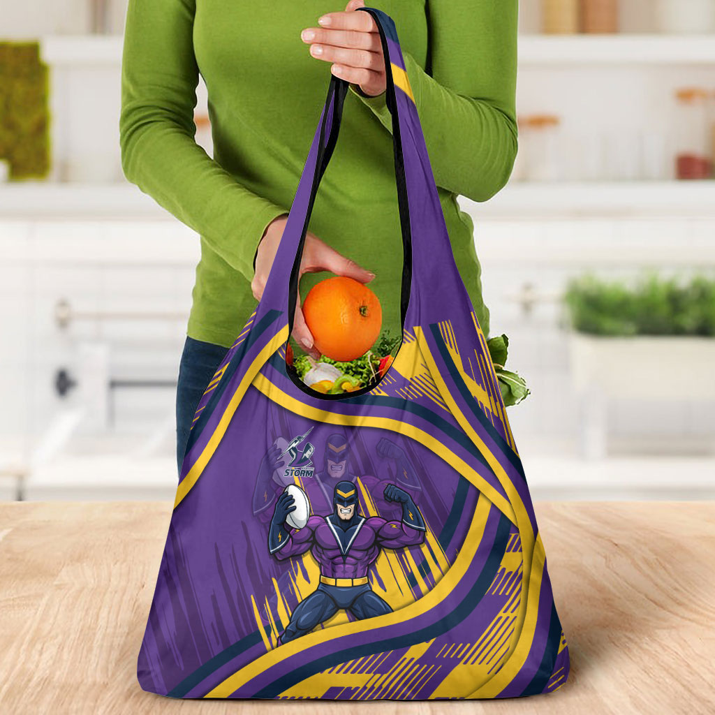 Melbourne Storm Rugby Mascot Grocery Bag Fierce Athlete Graphic in Sports Style