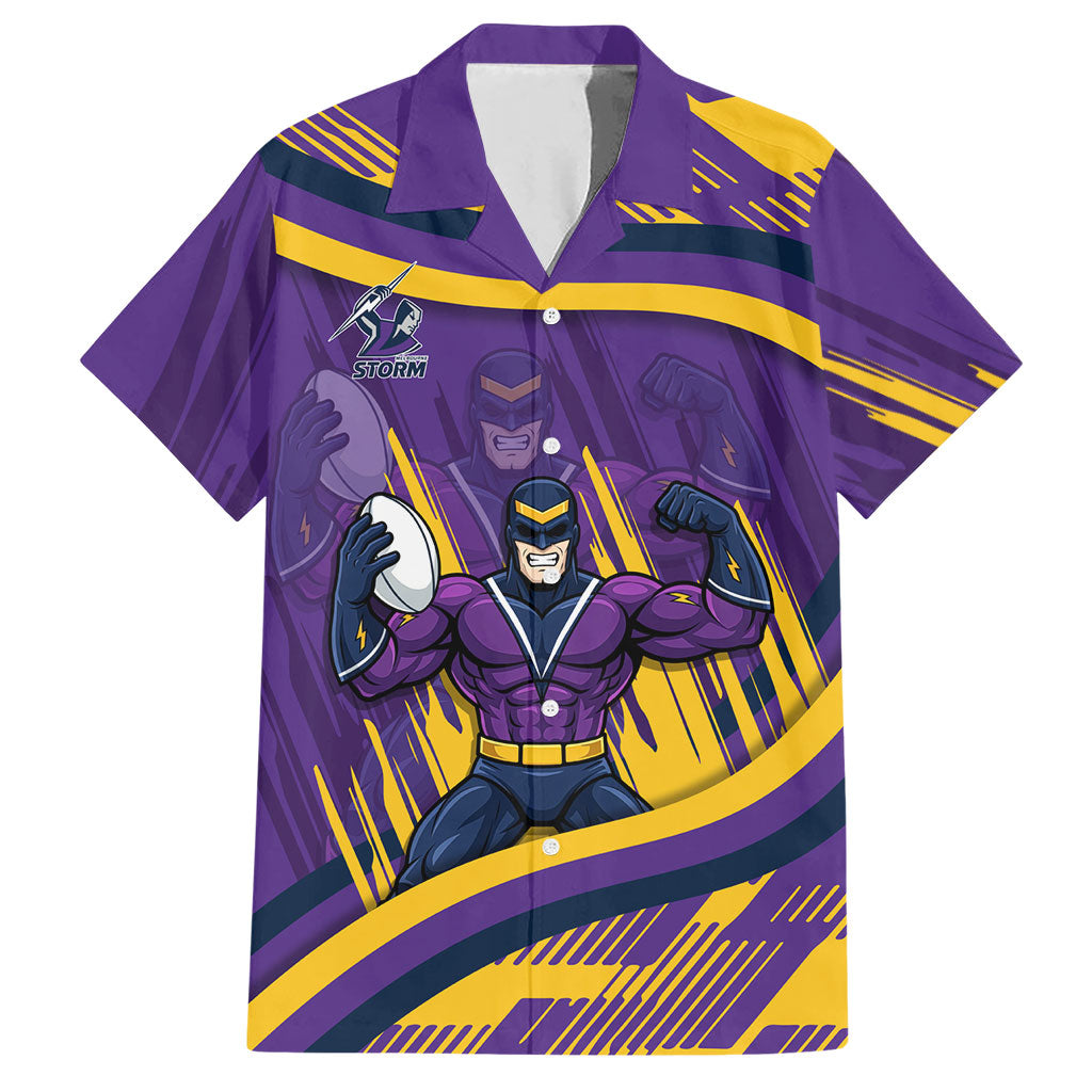 Melbourne Storm Rugby Mascot Hawaiian Shirt Fierce Athlete Graphic in Sports Style