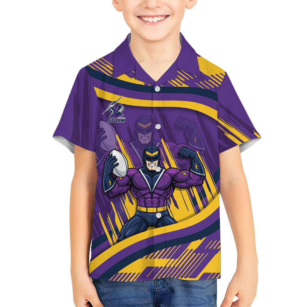 Melbourne Storm Rugby Mascot Hawaiian Shirt Fierce Athlete Graphic in Sports Style