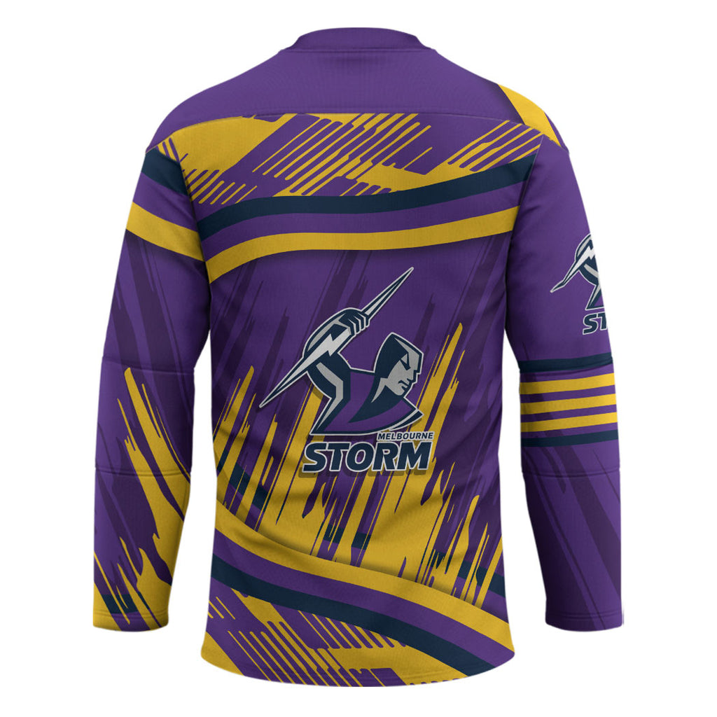 Melbourne Storm Rugby Mascot Hockey Jersey Fierce Athlete Graphic in Sports Style