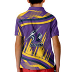 Melbourne Storm Rugby Mascot Kid Polo Shirt Fierce Athlete Graphic in Sports Style