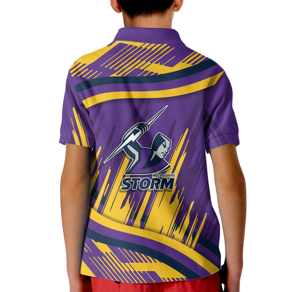 Melbourne Storm Rugby Mascot Kid Polo Shirt Fierce Athlete Graphic in Sports Style