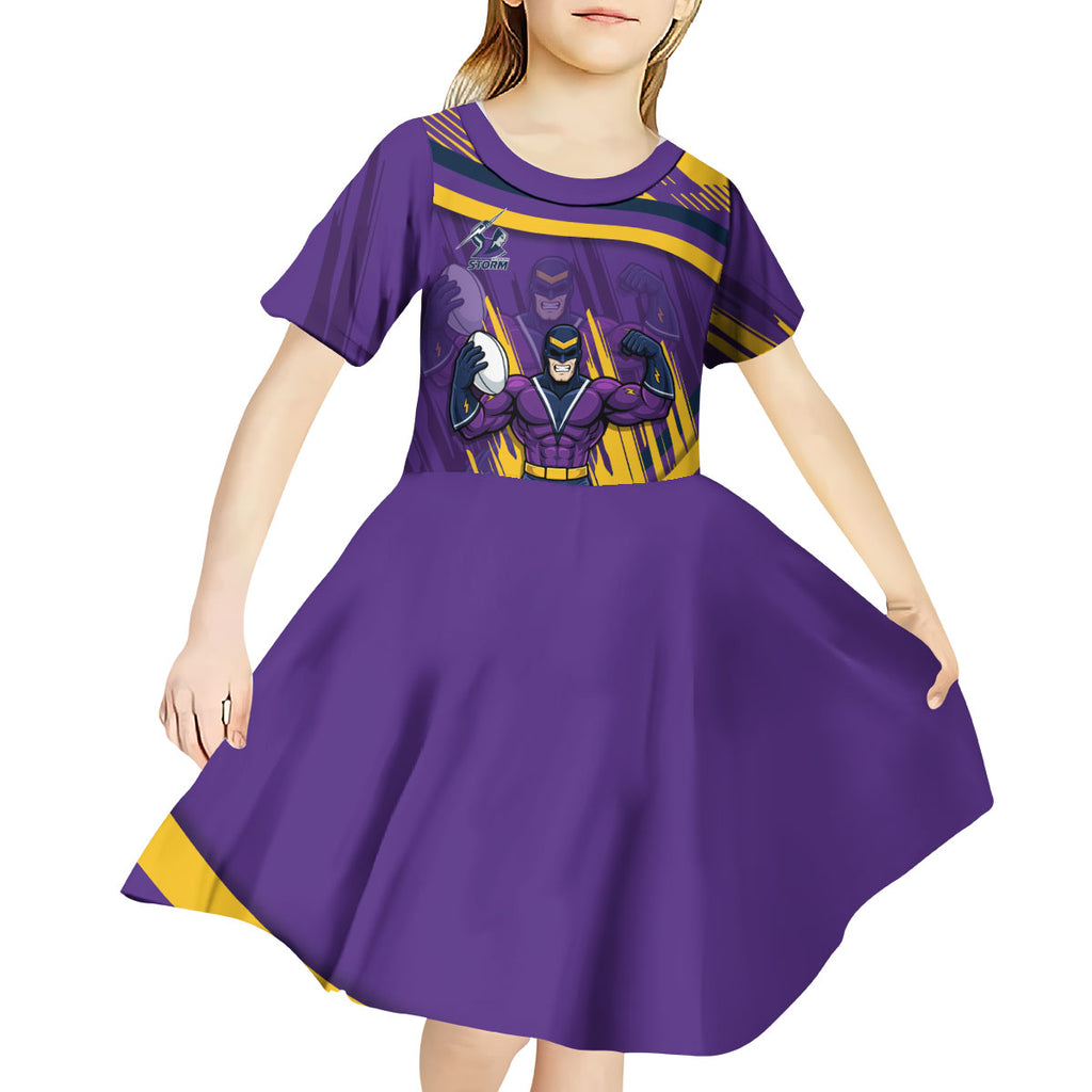 Melbourne Storm Rugby Mascot Kid Short Sleeve Dress Fierce Athlete Graphic in Sports Style