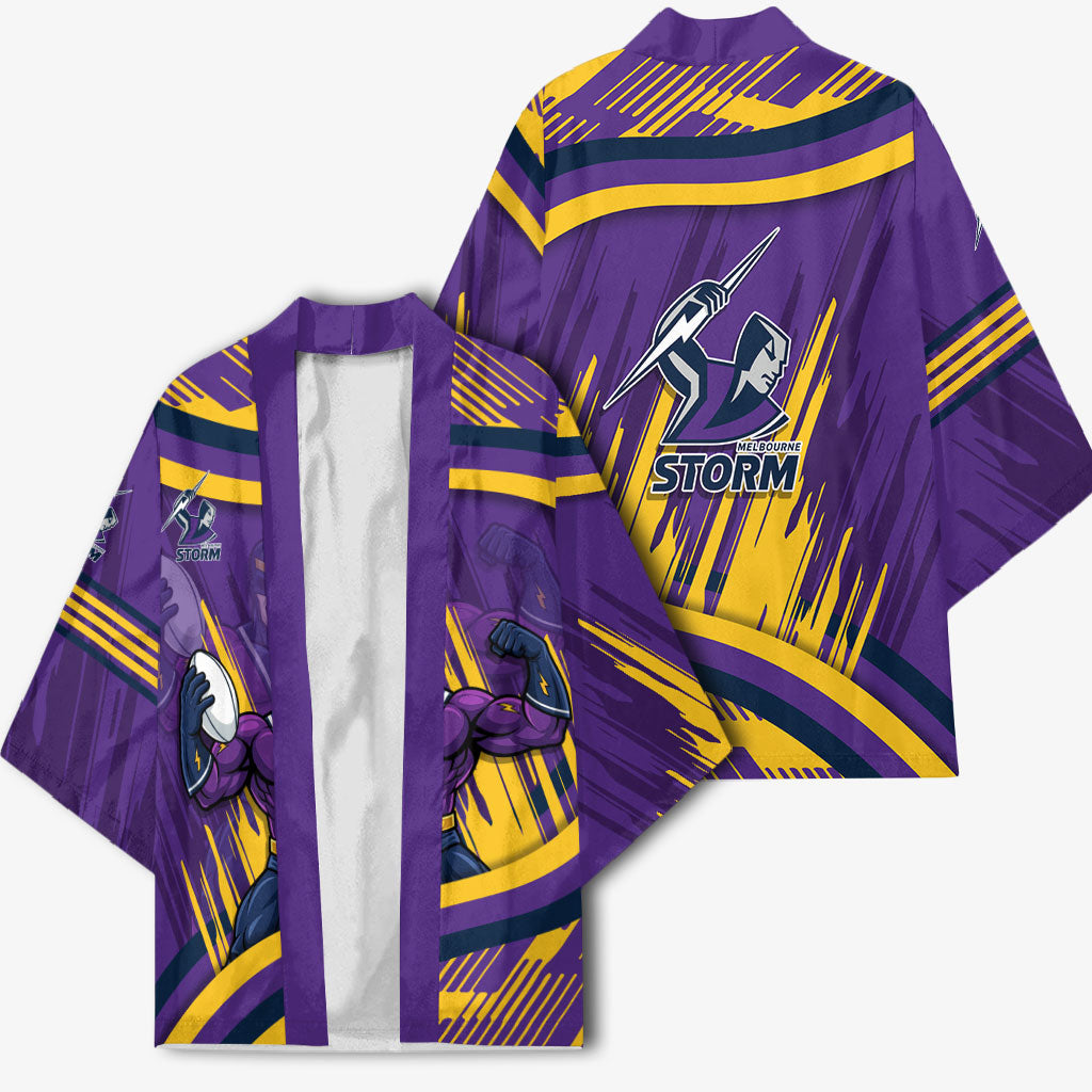 Melbourne Storm Rugby Mascot Kimono Fierce Athlete Graphic in Sports Style