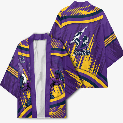 Melbourne Storm Rugby Mascot Kimono Fierce Athlete Graphic in Sports Style