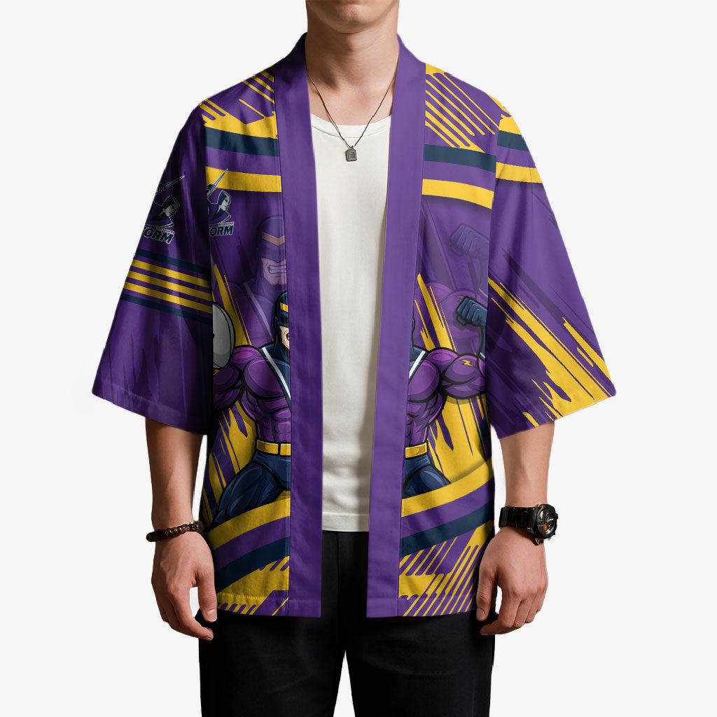 Melbourne Storm Rugby Mascot Kimono Fierce Athlete Graphic in Sports Style