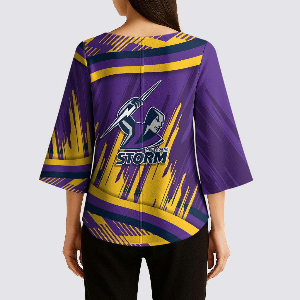 Melbourne Storm Rugby Mascot Kimono Sleeve Blouse Fierce Athlete Graphic in Sports Style