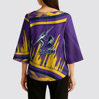 Melbourne Storm Rugby Mascot Kimono Sleeve Blouse Fierce Athlete Graphic in Sports Style