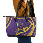 Melbourne Storm Rugby Mascot Leather Tote Bag Fierce Athlete Graphic in Sports Style