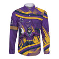 Melbourne Storm Rugby Mascot Long Sleeve Button Shirt Fierce Athlete Graphic in Sports Style