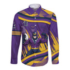 Melbourne Storm Rugby Mascot Long Sleeve Button Shirt Fierce Athlete Graphic in Sports Style