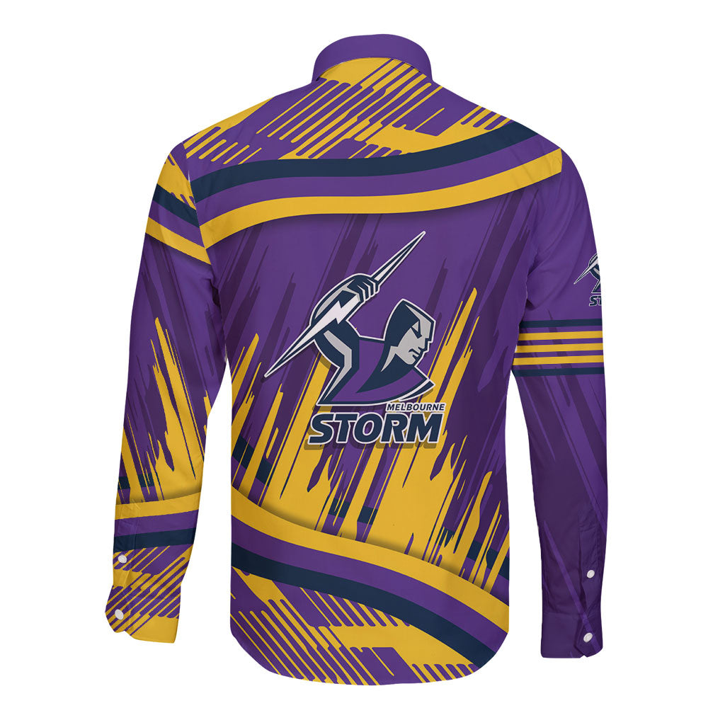 Melbourne Storm Rugby Mascot Long Sleeve Button Shirt Fierce Athlete Graphic in Sports Style