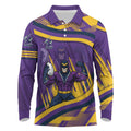 Melbourne Storm Rugby Mascot Long Sleeve Polo Shirt Fierce Athlete Graphic in Sports Style