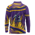 Melbourne Storm Rugby Mascot Long Sleeve Polo Shirt Fierce Athlete Graphic in Sports Style