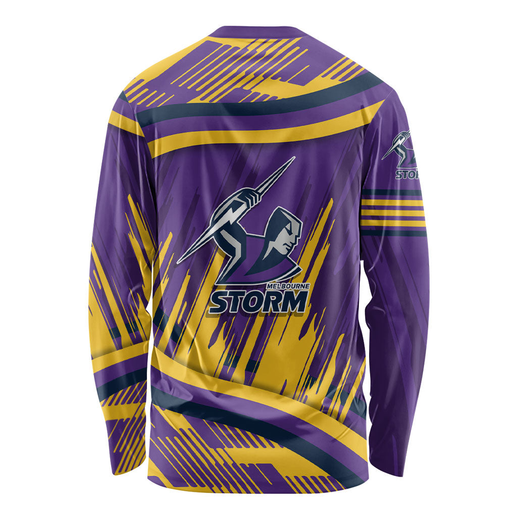 Melbourne Storm Rugby Mascot Long Sleeve Shirt Fierce Athlete Graphic in Sports Style