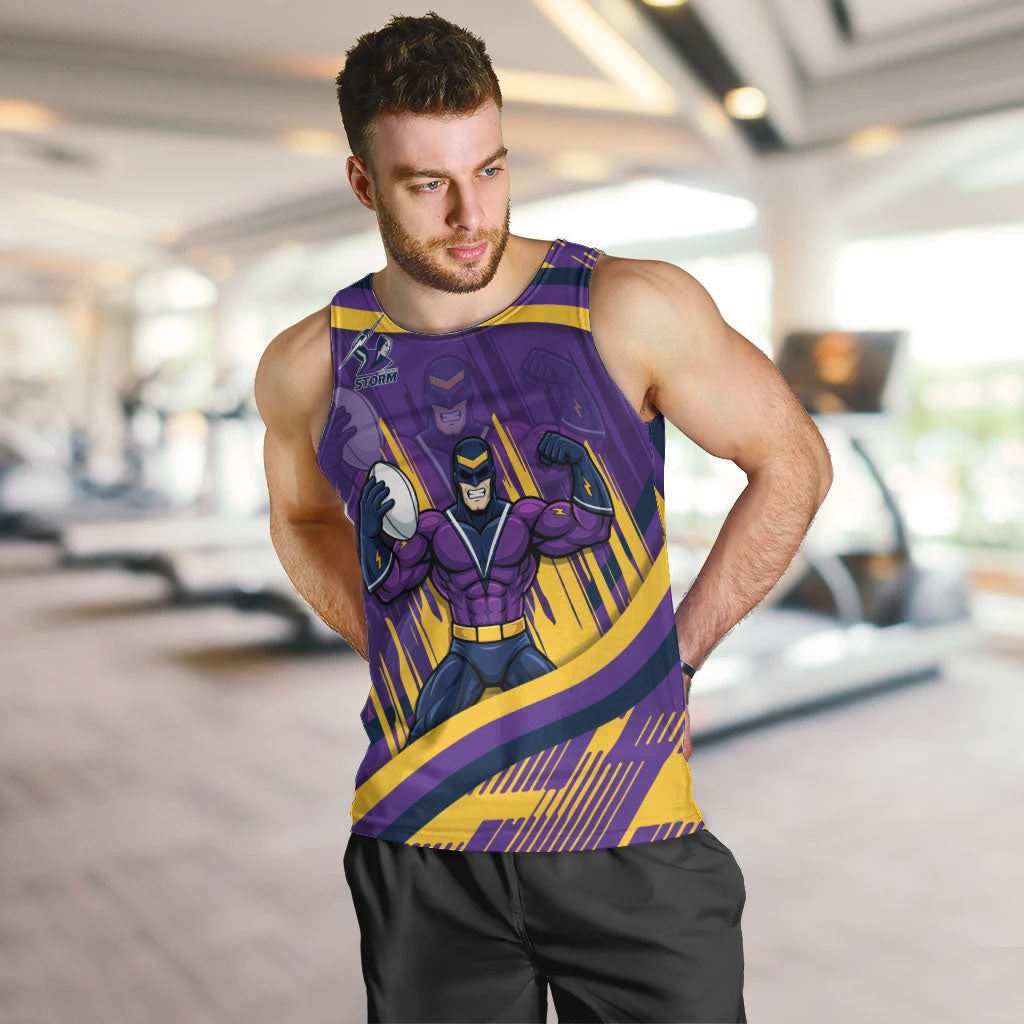 Melbourne Storm Rugby Mascot Men Tank Top Fierce Athlete Graphic in Sports Style