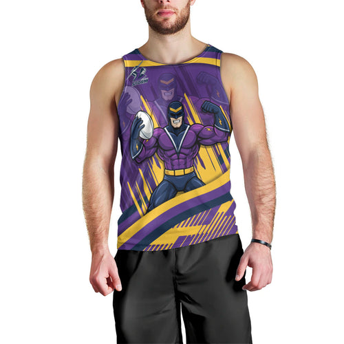 Melbourne Storm Rugby Mascot Men Tank Top Fierce Athlete Graphic in Sports Style