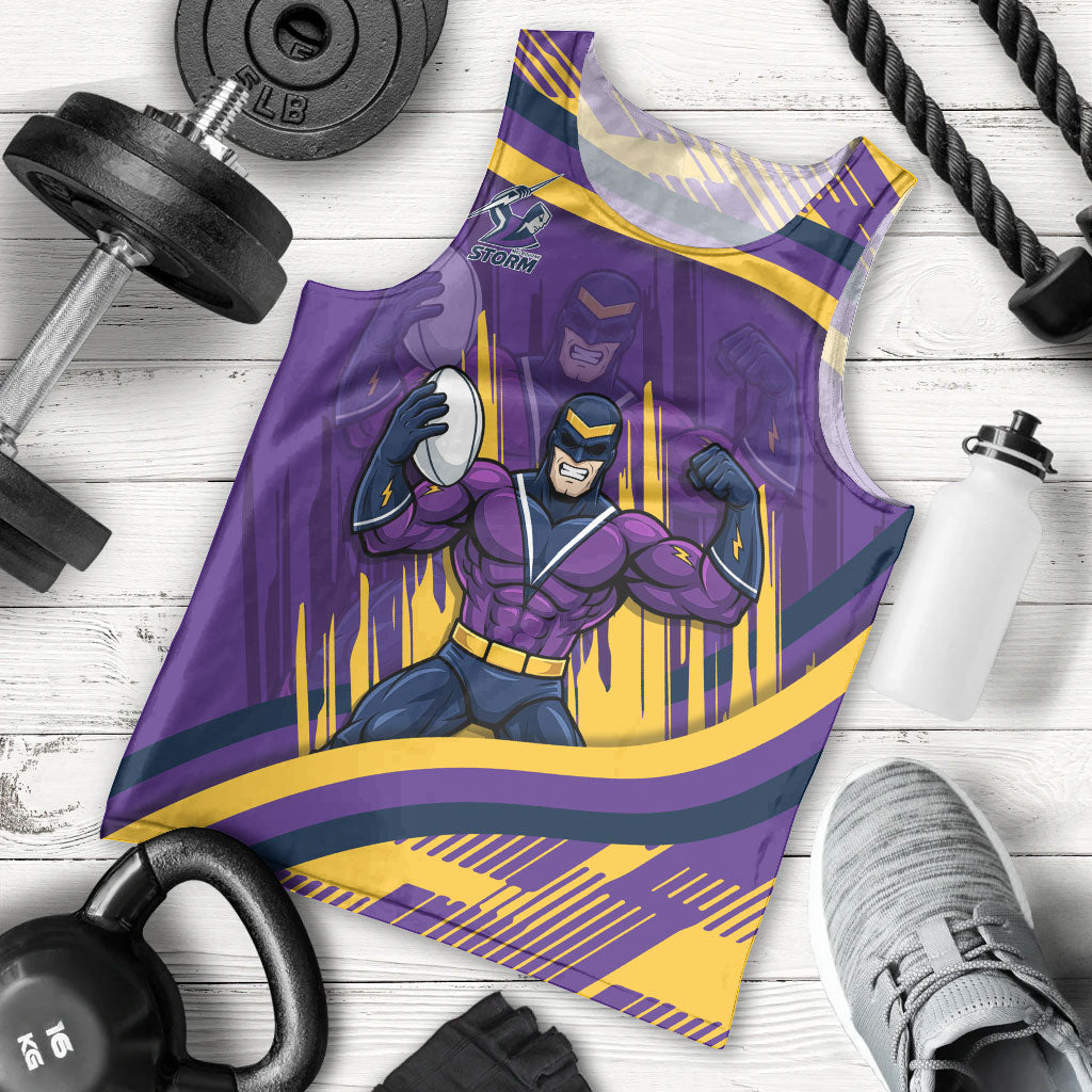 Melbourne Storm Rugby Mascot Men Tank Top Fierce Athlete Graphic in Sports Style