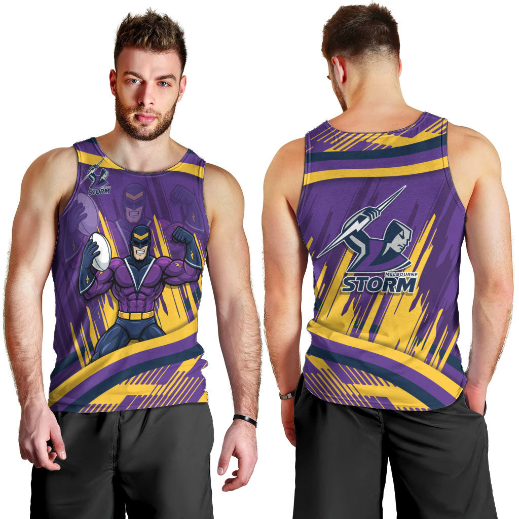 Melbourne Storm Rugby Mascot Men Tank Top Fierce Athlete Graphic in Sports Style