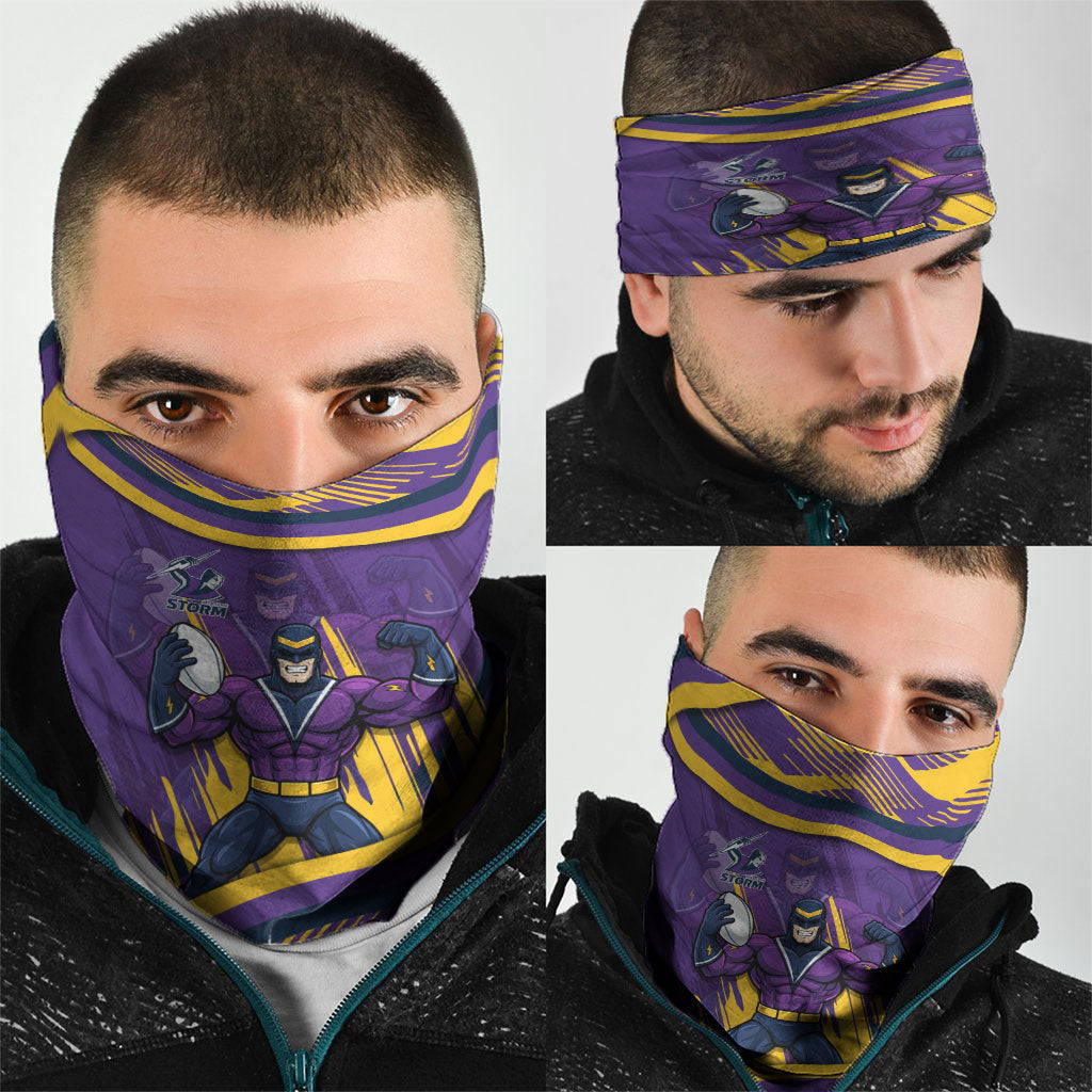 Melbourne Storm Rugby Mascot Neck Gaiter Fierce Athlete Graphic in Sports Style