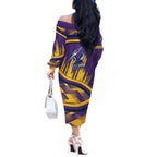 Melbourne Storm Rugby Mascot Off The Shoulder Long Sleeve Dress Fierce Athlete Graphic in Sports Style