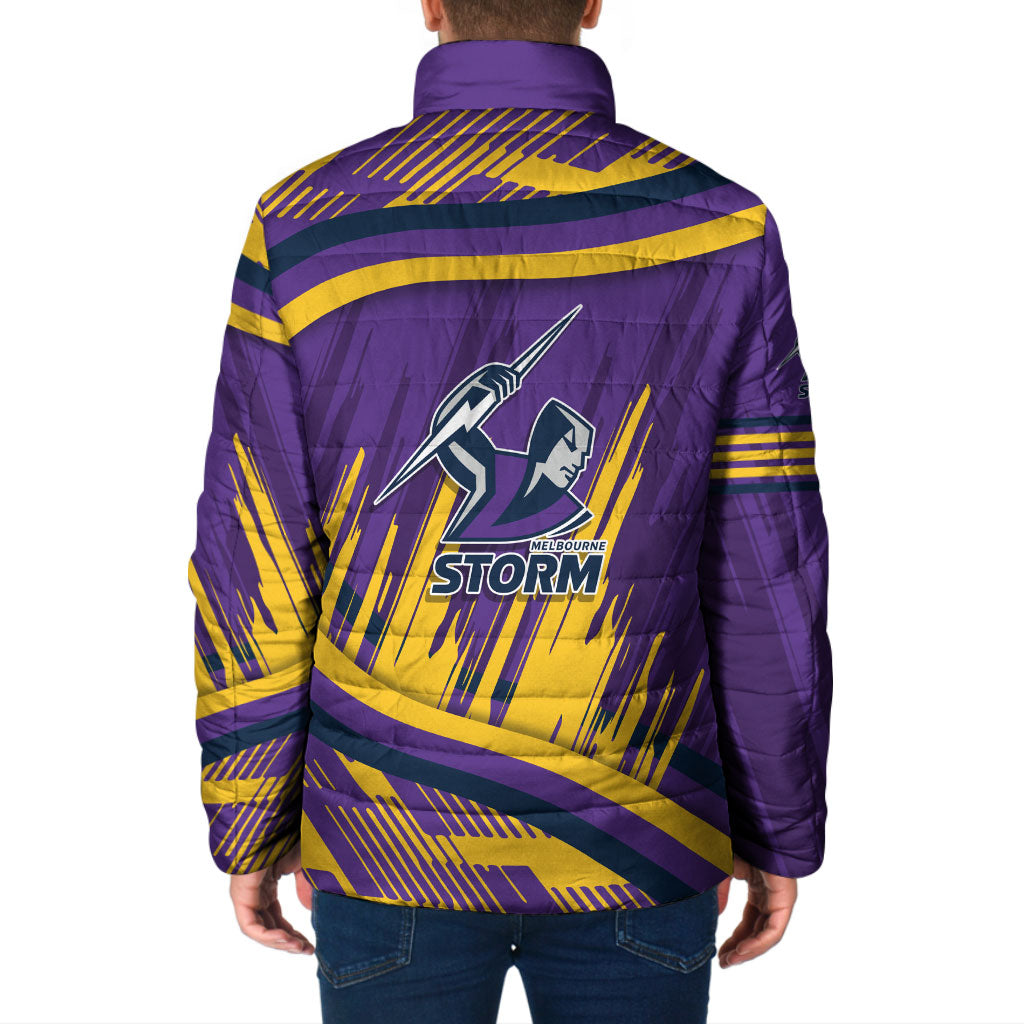 Melbourne Storm Rugby Mascot Padded Jacket Fierce Athlete Graphic in Sports Style