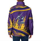 Melbourne Storm Rugby Mascot Padded Jacket Fierce Athlete Graphic in Sports Style