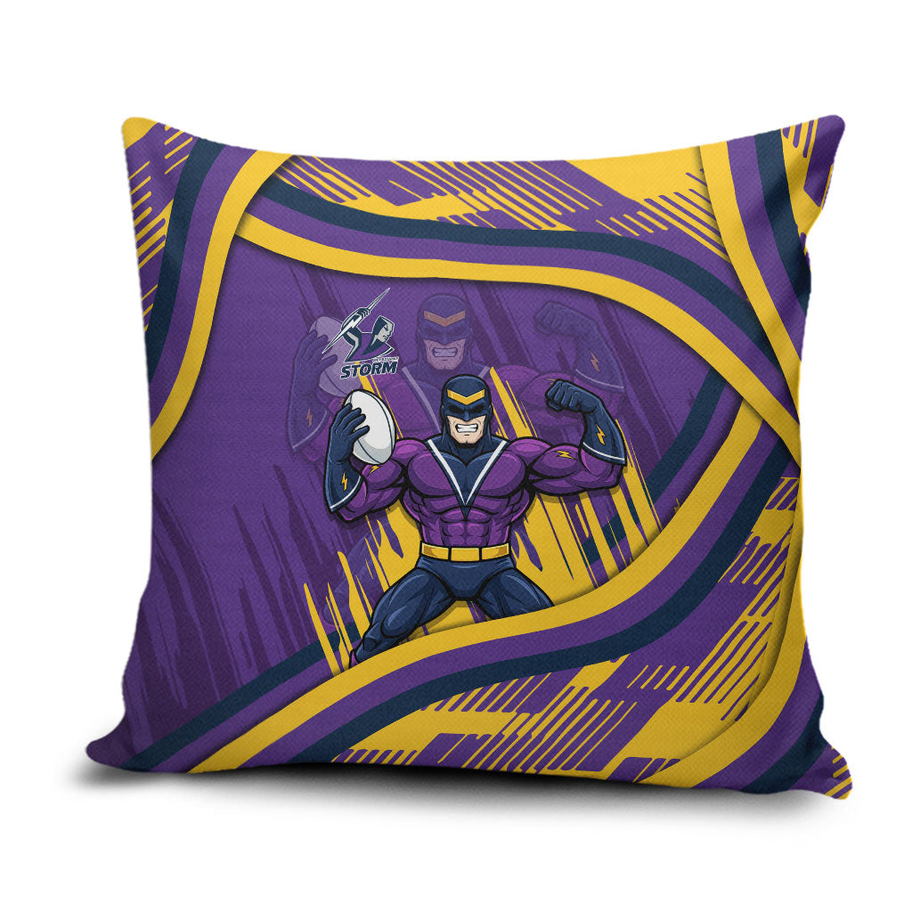 Melbourne Storm Rugby Mascot Pillow Cover Fierce Athlete Graphic in Sports Style
