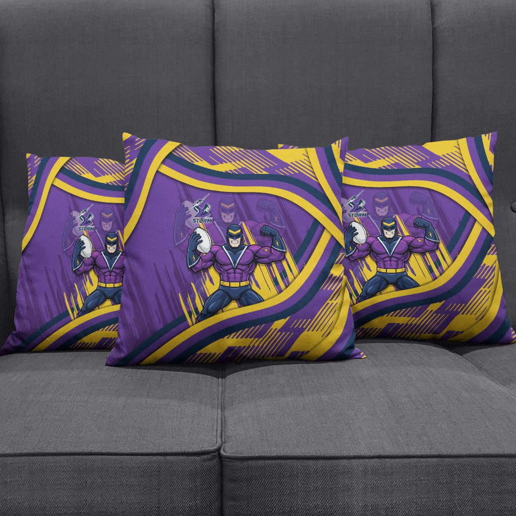 Melbourne Storm Rugby Mascot Pillow Cover Fierce Athlete Graphic in Sports Style