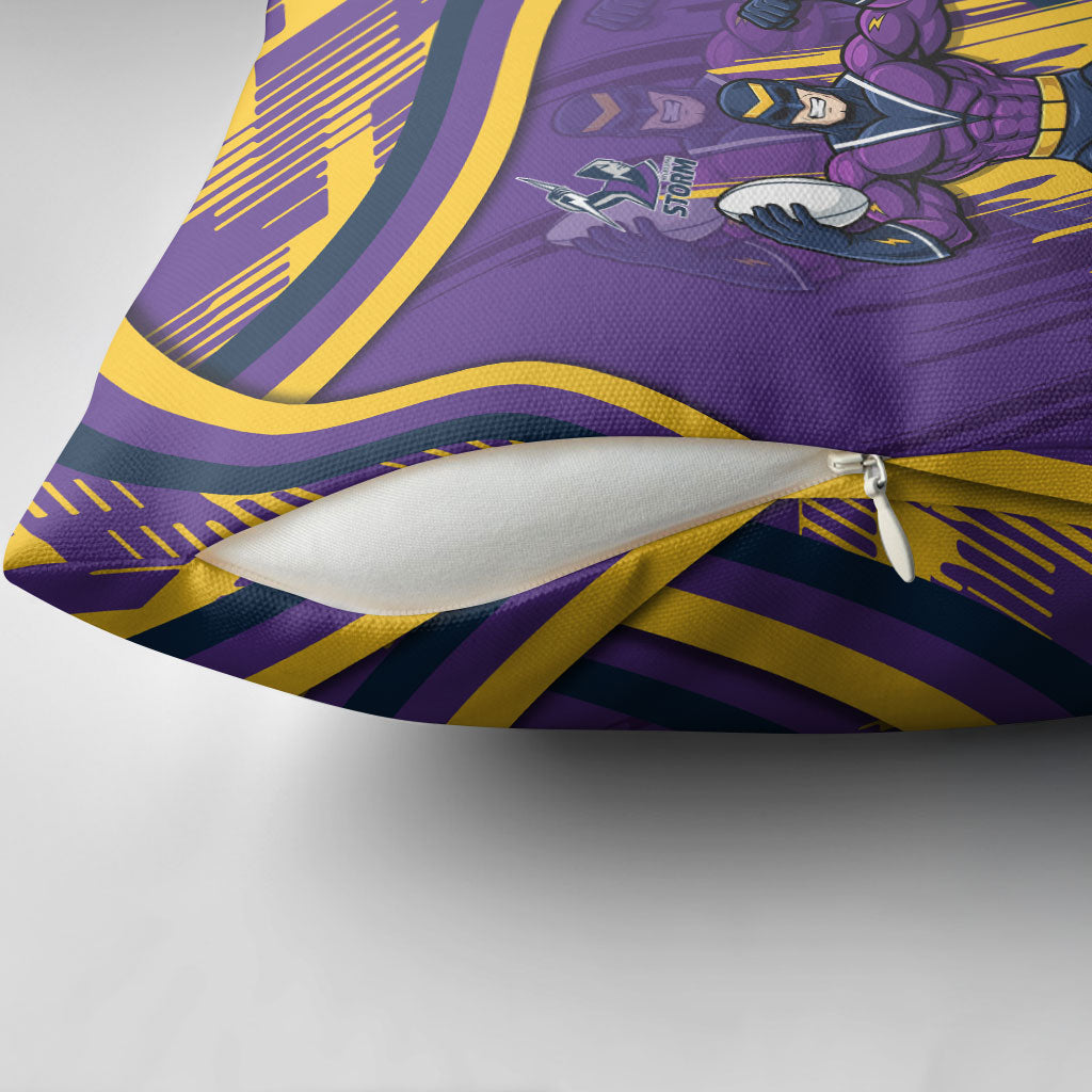 Melbourne Storm Rugby Mascot Pillow Cover Fierce Athlete Graphic in Sports Style