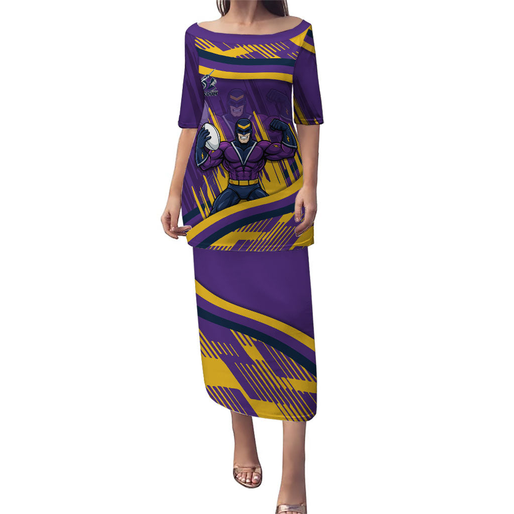 Melbourne Storm Rugby Mascot Puletasi Fierce Athlete Graphic in Sports Style
