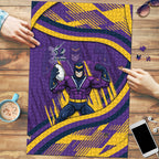 Melbourne Storm Rugby Mascot Puzzle Fierce Athlete Graphic in Sports Style