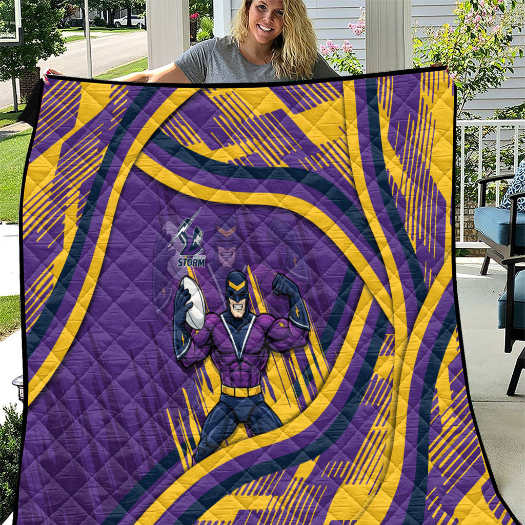 Melbourne Storm Rugby Mascot Quilt Fierce Athlete Graphic in Sports Style
