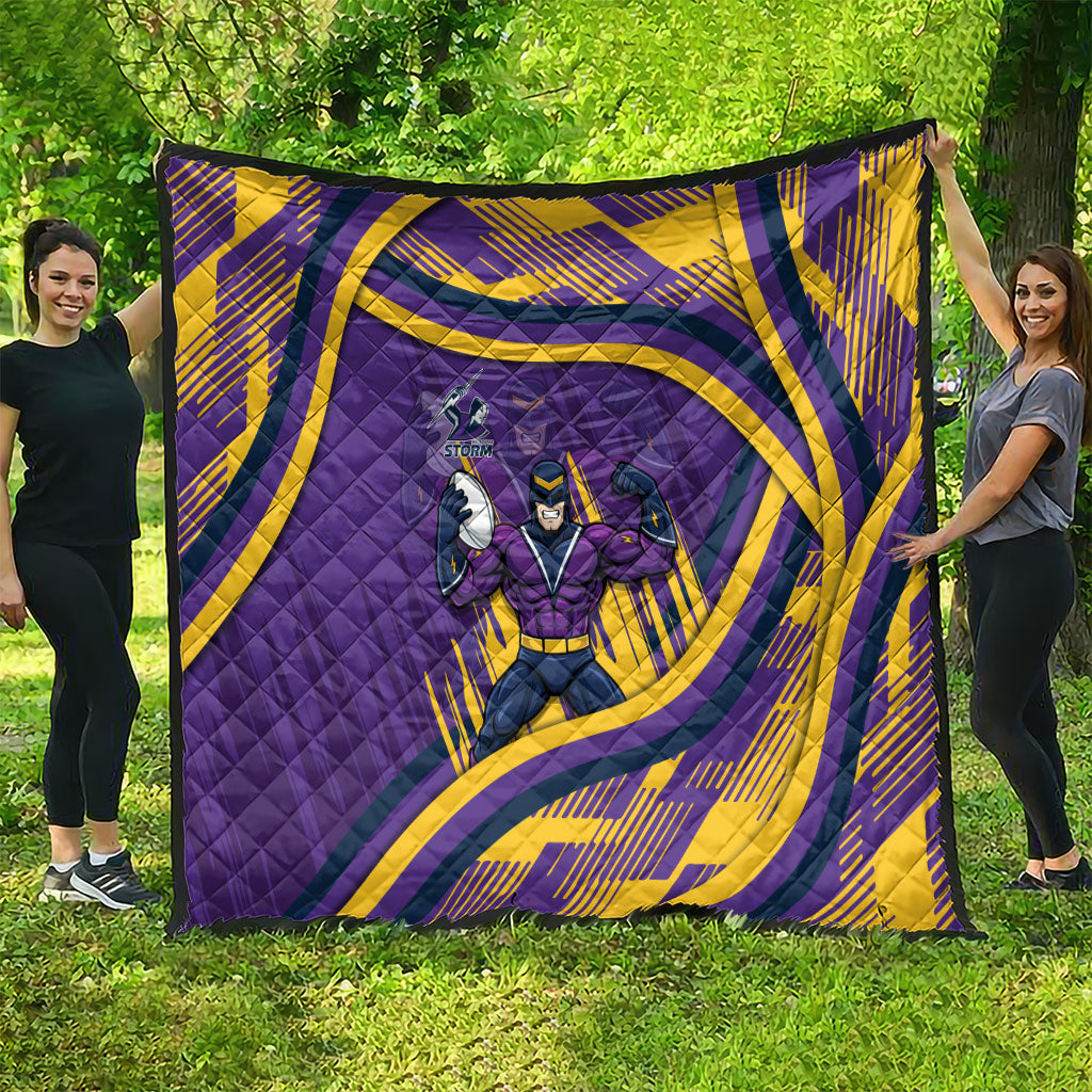 Melbourne Storm Rugby Mascot Quilt Fierce Athlete Graphic in Sports Style