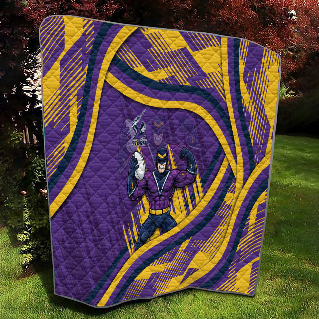 Melbourne Storm Rugby Mascot Quilt Fierce Athlete Graphic in Sports Style