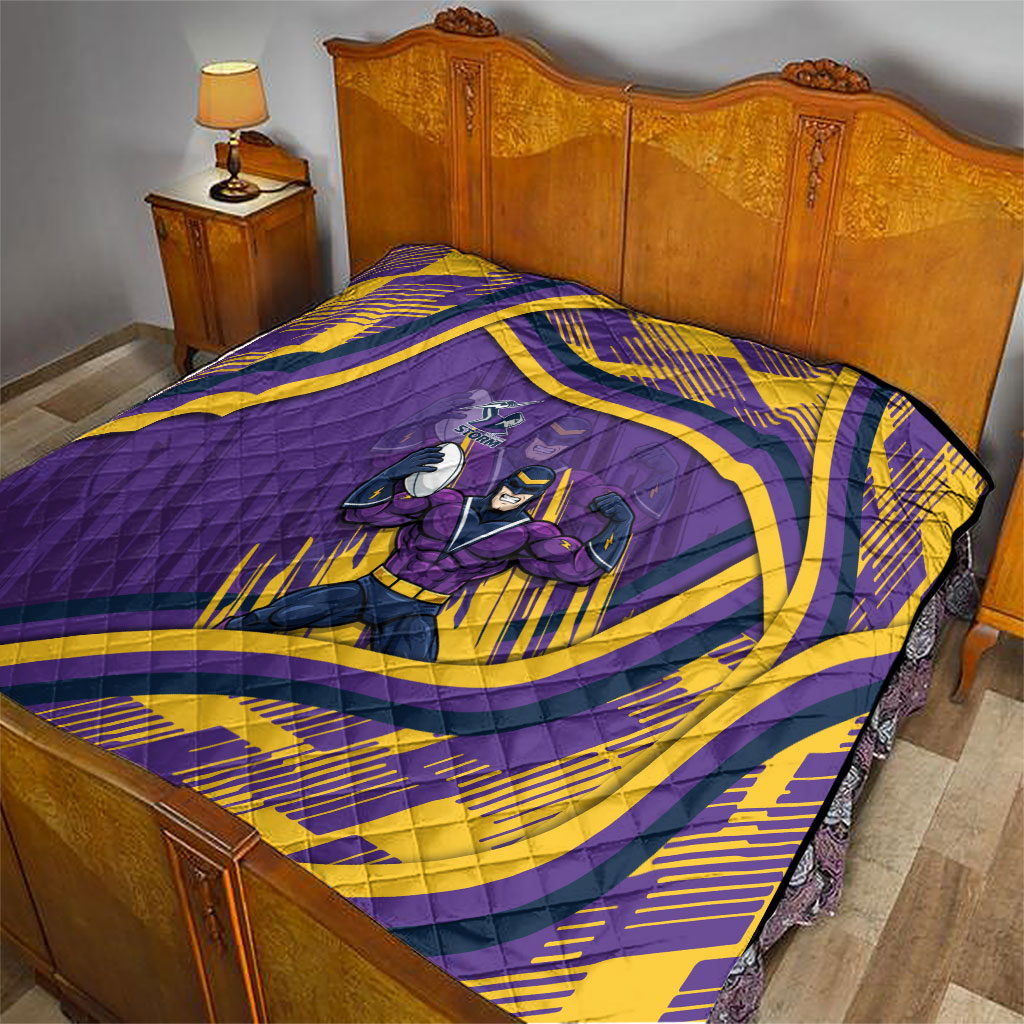 Melbourne Storm Rugby Mascot Quilt Fierce Athlete Graphic in Sports Style