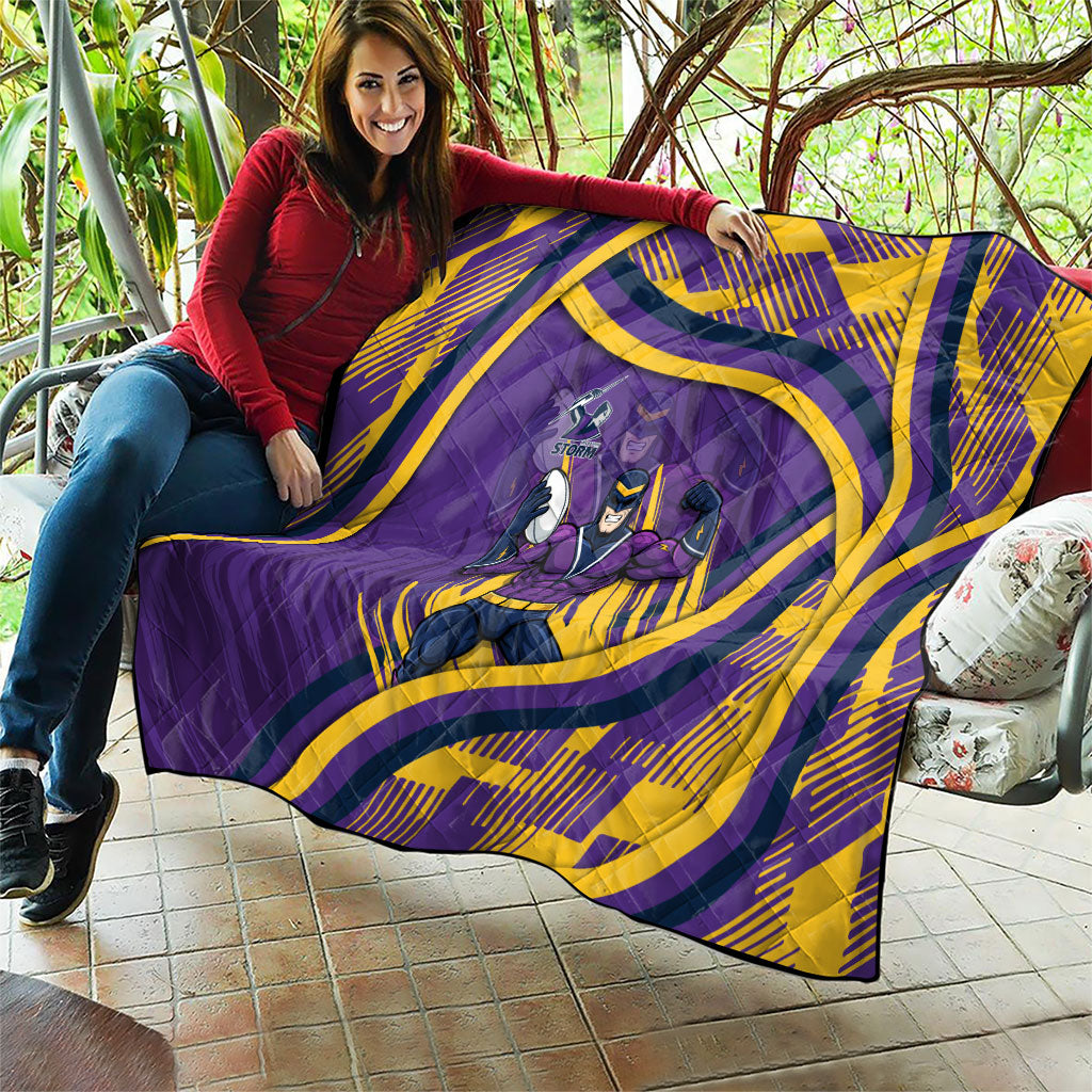 Melbourne Storm Rugby Mascot Quilt Fierce Athlete Graphic in Sports Style