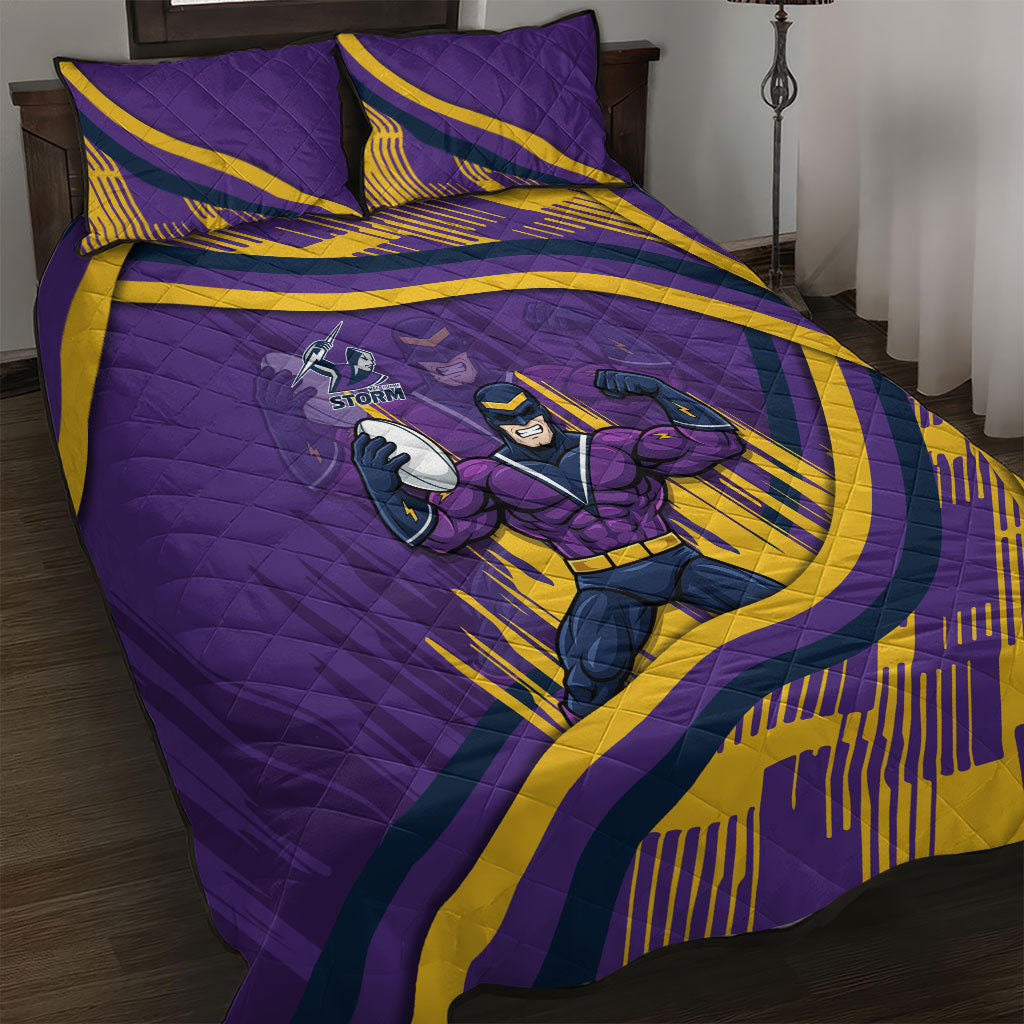 Melbourne Storm Rugby Mascot Quilt Bed Set Fierce Athlete Graphic in Sports Style