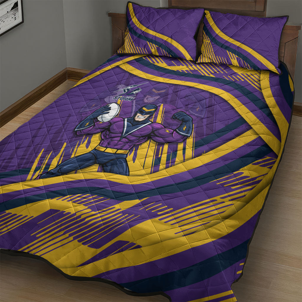Melbourne Storm Rugby Mascot Quilt Bed Set Fierce Athlete Graphic in Sports Style