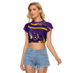 Melbourne Storm Rugby Mascot Raglan Cropped T Shirt Fierce Athlete Graphic in Sports Style