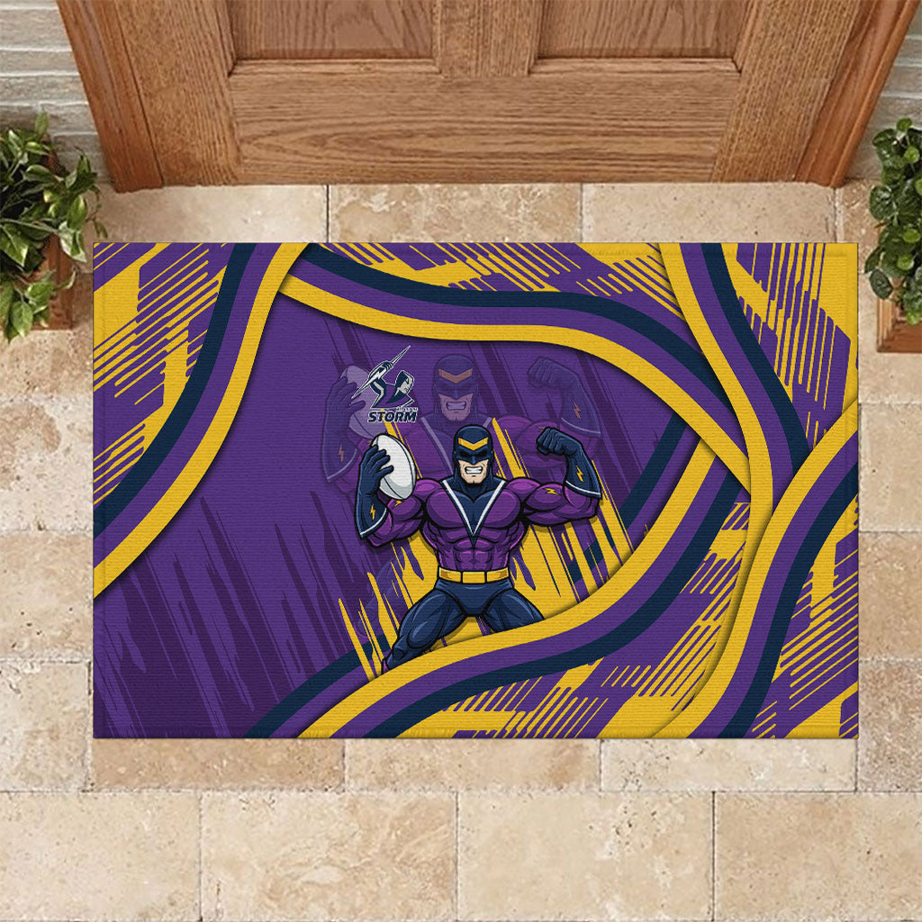 Melbourne Storm Rugby Mascot Rubber Doormat Fierce Athlete Graphic in Sports Style