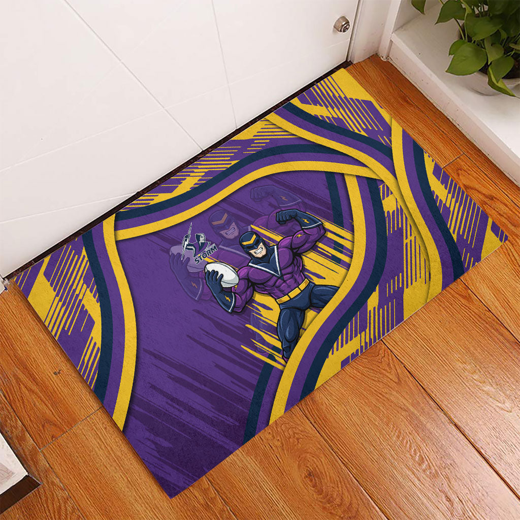 Melbourne Storm Rugby Mascot Rubber Doormat Fierce Athlete Graphic in Sports Style