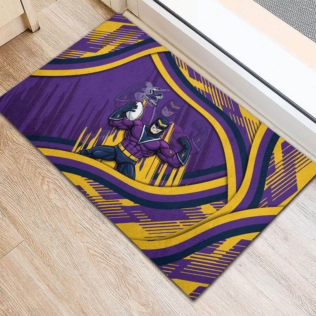 Melbourne Storm Rugby Mascot Rubber Doormat Fierce Athlete Graphic in Sports Style