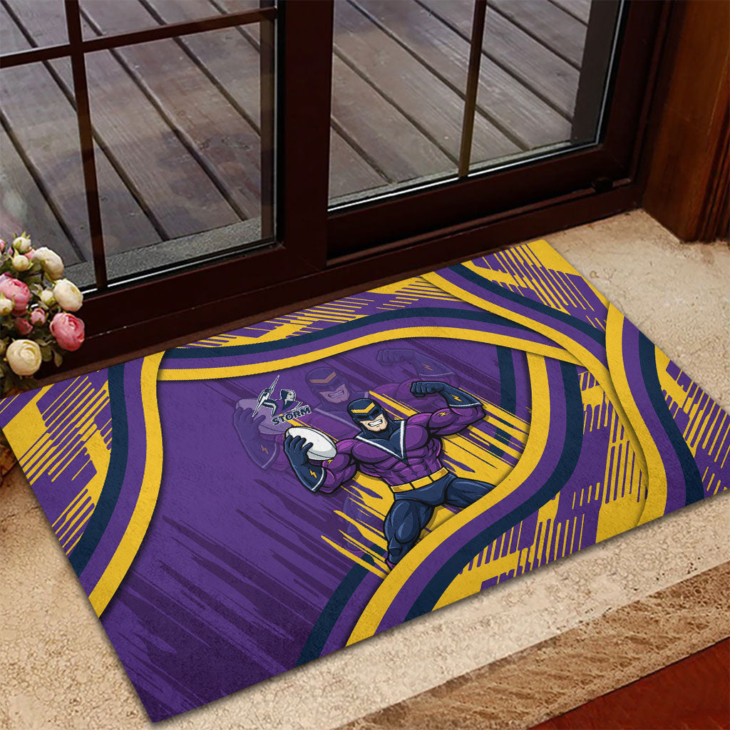 Melbourne Storm Rugby Mascot Rubber Doormat Fierce Athlete Graphic in Sports Style