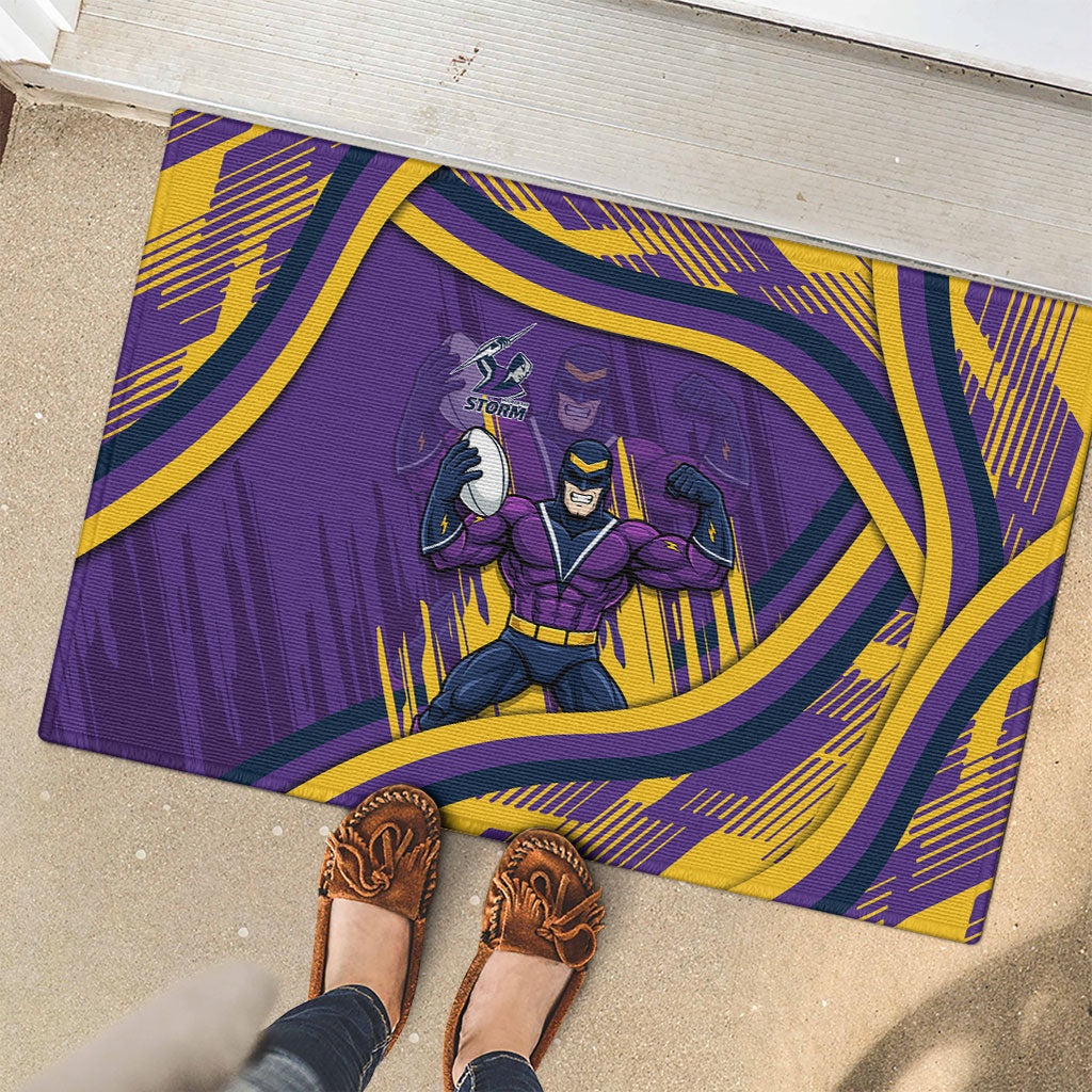 Melbourne Storm Rugby Mascot Rubber Doormat Fierce Athlete Graphic in Sports Style