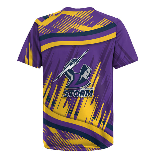 Melbourne Storm Rugby Mascot Rugby Jersey Fierce Athlete Graphic in Sports Style