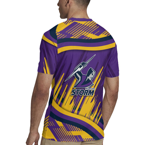 Melbourne Storm Rugby Mascot Rugby Jersey Fierce Athlete Graphic in Sports Style