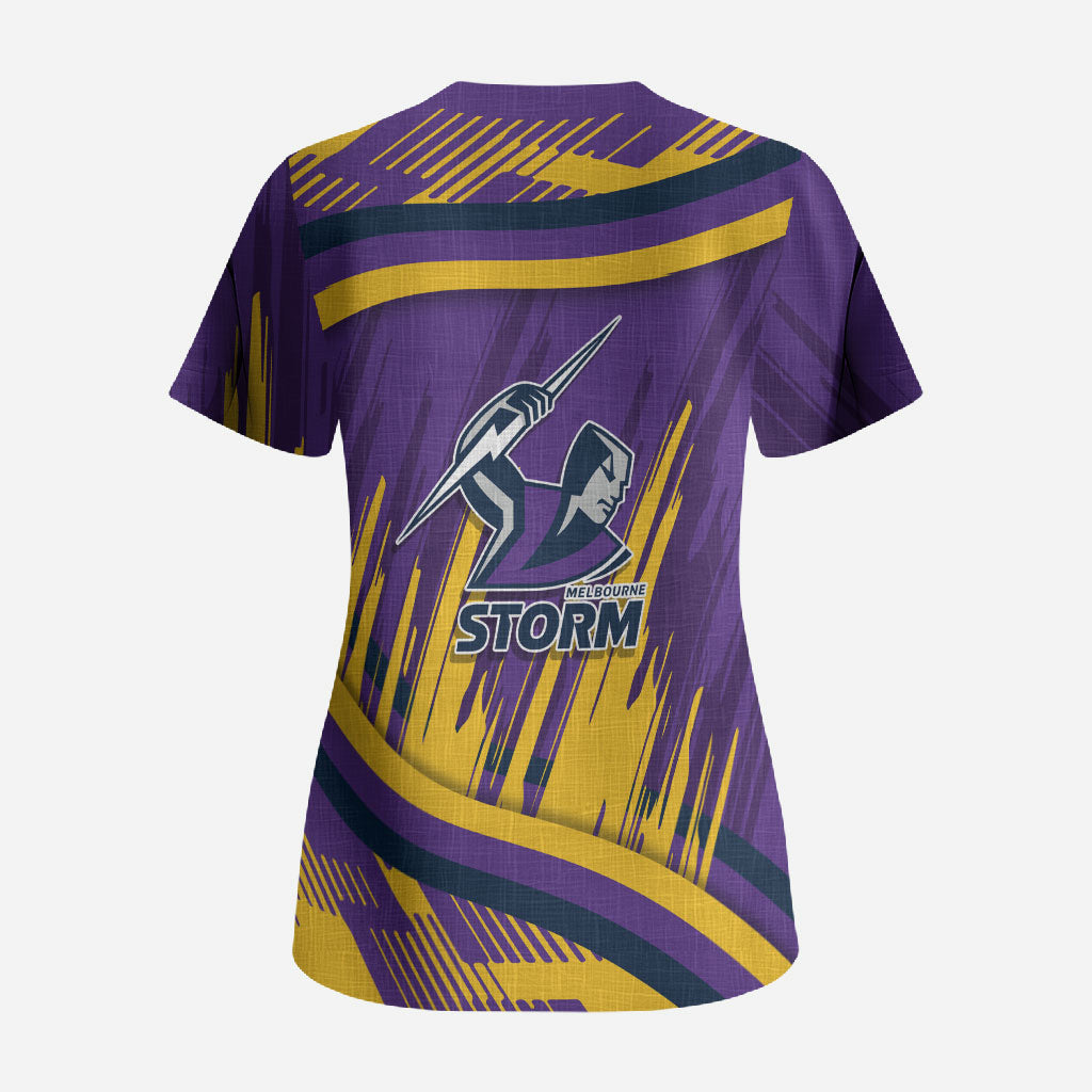 Melbourne Storm Rugby Mascot Scrub Top Fierce Athlete Graphic in Sports Style