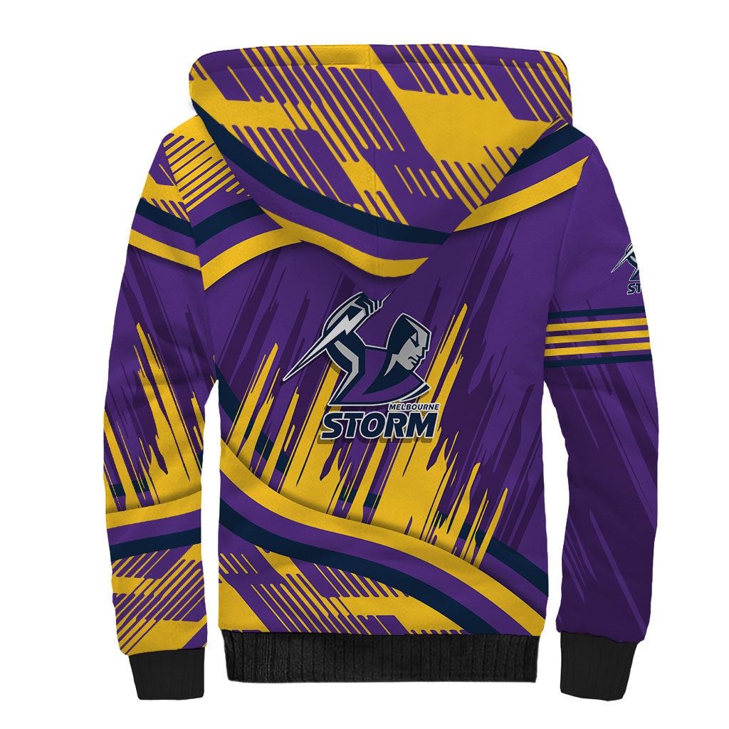 Melbourne Storm Rugby Mascot Sherpa Hoodie Fierce Athlete Graphic in Sports Style